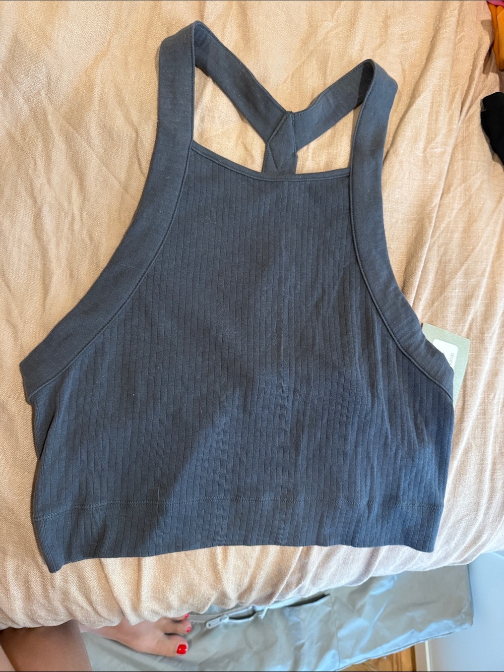 Free People Charcoal Ribbed Crossback Crop